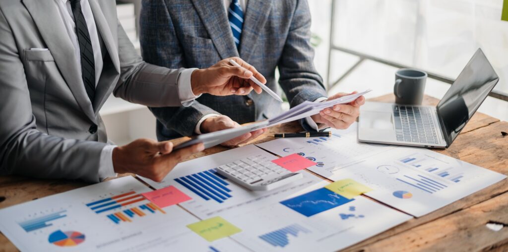 Business people making presentation with his colleagues and business tablet digital computer